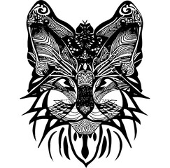 Black tattoo of a Cat head design