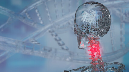 The Skeleton on and Background for knee pain concept 3d rendering