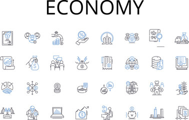 Economy line icons collection. Business, Finances, Commerce, Market, Trade, Industry, My matters vector and linear illustration. Capitalism,Fiscal system,Financial climate outline signs set