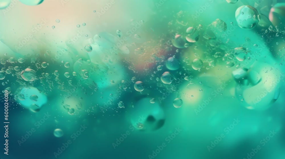 Aufkleber Water droplets on a close-up view of a windowpane. Generative ai