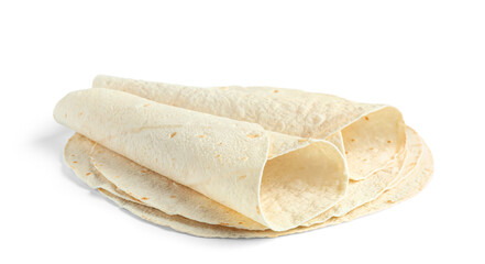 Thin lavash on white background
