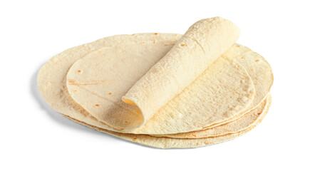 Thin lavash on white background