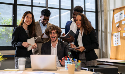 Group of business meeting and discussing strategy with startup project analysis finance,management.Success business people plan and brainstorm,marketing,idea,research,organization in office.Teamwork