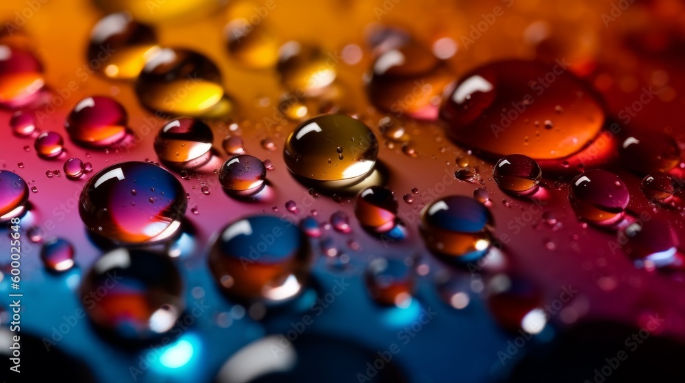 Poster water droplets on a reflective surface. generative ai