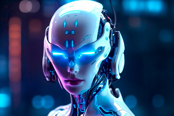 Humanoid cyber robot futuristic digital technology concept, ai generated