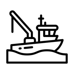 fishing vessel line style icon, vector icon can be used for mobile, ui, web