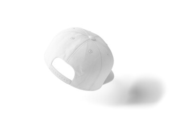 White empty baseball cap or snapback isolated on white background. 3D illustration, 3D rendering.
