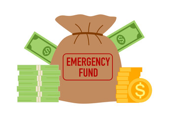 Emergency fund savings in flat design on white background.