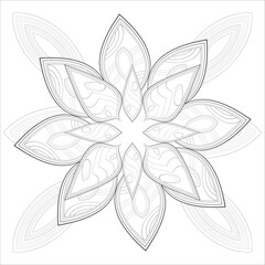 Vector coloring book of flowers for adult, for meditation, relax and fun. attractive flowers design for colouring book in black outline and white background