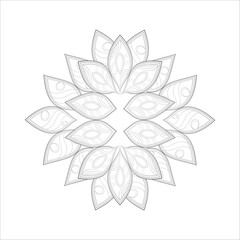 Vector coloring book of flowers for adult, for meditation, relax and fun. attractive flowers design for colouring book in black outline and white background