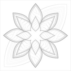 Vector coloring book of flowers for adult, for meditation, relax and fun. attractive flowers design for colouring book in black outline and white background