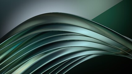 green modern artistic plate with beautiful bends and twists on metal abstract, Elegant and Modern 3d rendering