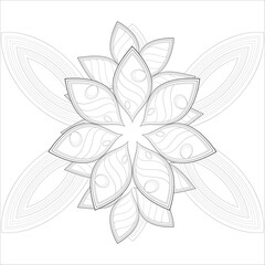 Vector coloring book of flowers for adult, for meditation, relax and fun. attractive flowers design for colouring book in black outline and white background