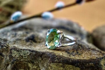 Beautiful ladies silver ring with aquamarine