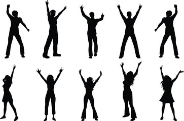 set of silhouettes of people