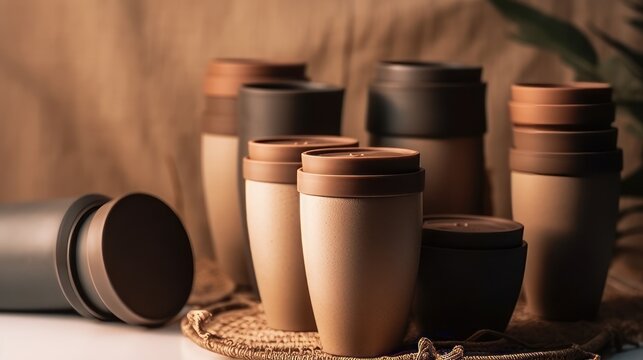 Eco-Friendly Reusable Coffee Cups - Reduce Takeaway Waste and Embrace a Sustainable Lifestyle- Generative AI