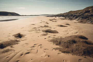 Sandy beaches, clouds, island, sunny, generative AI