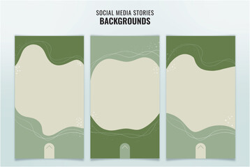 pack of vector backgrounds for social media minimalist abstract pastel military green stories