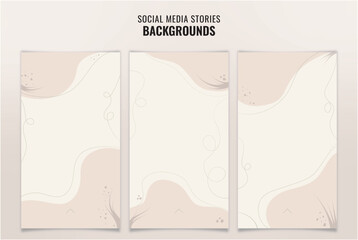 pack of vector backgrounds for social media minimalist abstract natural pastel stories - obrazy, fototapety, plakaty