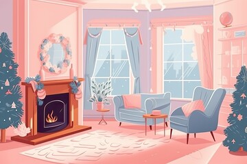 cozy living room with a fireplace and comfortable furniture Generative AI
