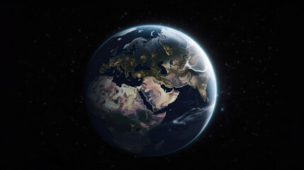 Fototapeta na wymiar Photorealistic globe full size from space