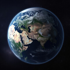 Photorealistic globe full size from space
