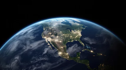 Foto auf Acrylglas Vollmond und Bäume Earths northern hemisphere from space