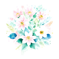 Elegant and beautiful watercolor floral illustration
