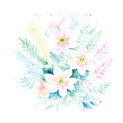 Fototapeta na wymiar Elegant and beautiful watercolor floral illustration