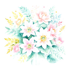 Elegant and beautiful watercolor floral illustration