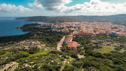 Obraz na płótnie Canvas Santa Teresa Gallura is a town on the northern tip of Sardinia, on the Strait of Bonifacio, in the province of Sassari, Italy. Fhotographed from the top with a drone