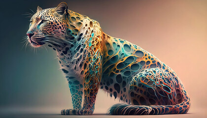 Leopard animal abstract wallpaper. Soft background panthera in Pastel colors generative ai