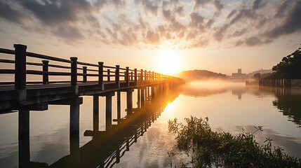 Fototapeta premium sunset over the river