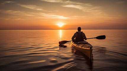 silhouette of a person in a kayak