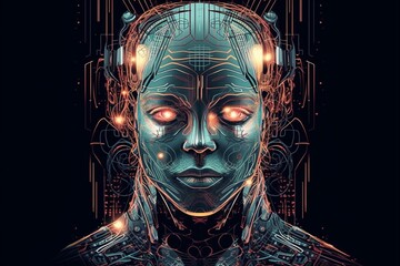 Advanced Artificial Intelligence Robot Created with Generative AI
