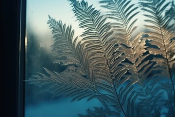close-up view of a frosted glass window with abstract patterns Generative AI