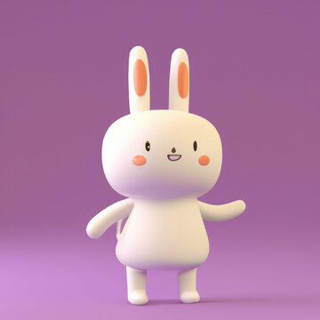 AI generated cute character 3D image of easter rabbit.