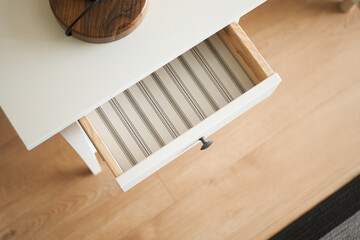 top view of a opened empty drawer 