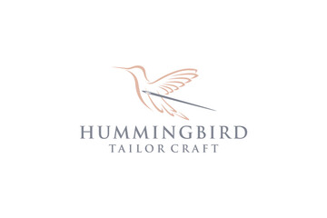 Humming bird logo design tailor sewing needle icon symbol element shape
