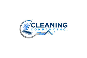 Cleaning service logo design house home cleaner company icon symbol