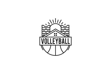 Volleyball logo design house stadium playground icon symbol line style