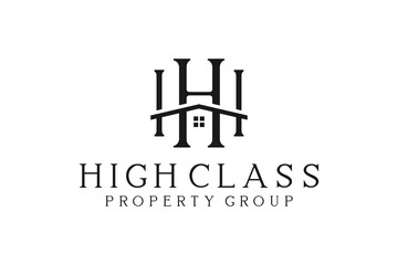 H initial logo property roof house icon symbol real estate