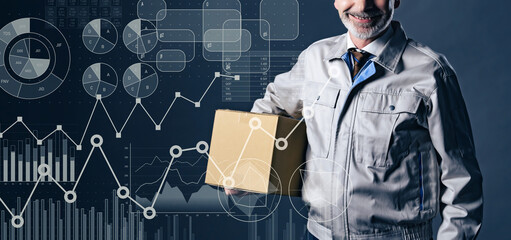 Logistics and data analysis concept. Wide angle visual for banners or advertisements.