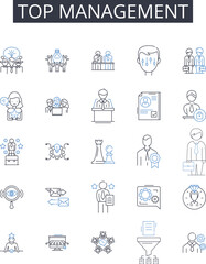 Top management line icons collection. Senior executives, Upper hierarchy, Executive committee, Executive leadership, High command, C-suite, Board members vector and linear illustration. Senior