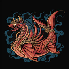 Fototapeta na wymiar illustration of a red dragon king, suitable for t-shirt or poster design