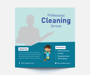 office and house cleaning service business promotion social media post and web banner template design. Housekeeping, wash, cleaning service marketing template with abstract background