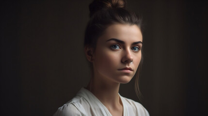Fototapeta premium confident young woman standing against a plain background