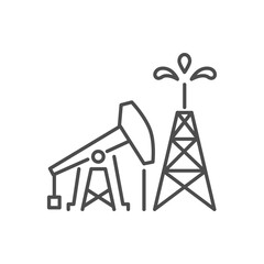 Oil rig and pump related vector linear icon. Isolated on white background. Vector illustration. Editable stroke