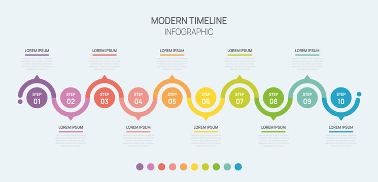 Abstract business infographic template 10 Step options. Colorful diagram, schedule chart Timeline diagram, gantt progress vector on soft background.