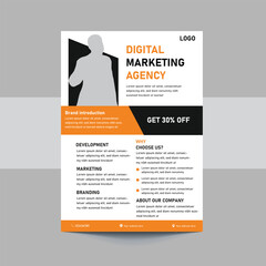 Modern & professional corporate flyer template for digital marketing Service business and sale promotion poster design.Online digital marketing agency web banner with abstract geometric shape.